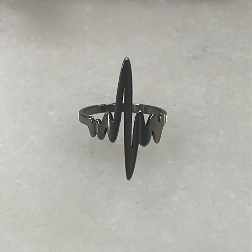 Stainless Steel Heartbeat Ring